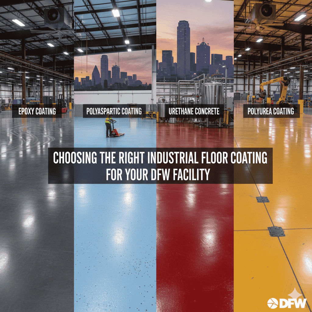 Different industrial floor coating options displayed